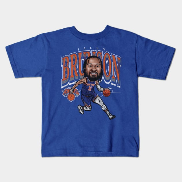 Jalen Brunson NYK Cartoon Kids T-Shirt by ganisfarhan